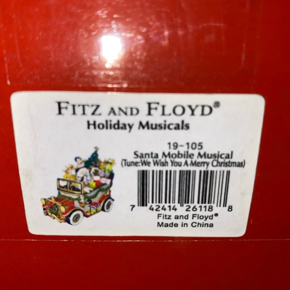 Vintage Fitz & Floyd Holiday Musicals, Santa Mobile We Wish You A Merry XMAS - Picture 7 of 10